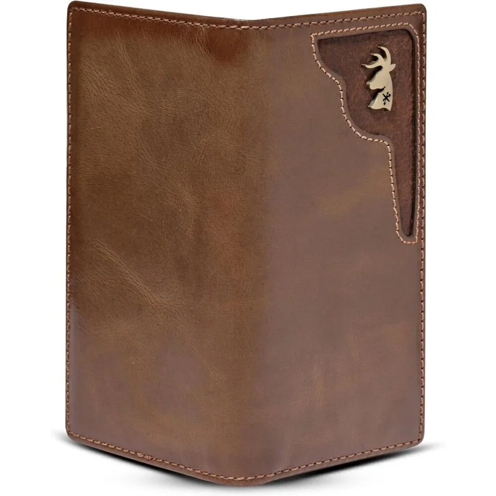 🆕Men Brown Co Deer Ornament Long Bifold Wallet Grain Leather Hunter Long Wallet